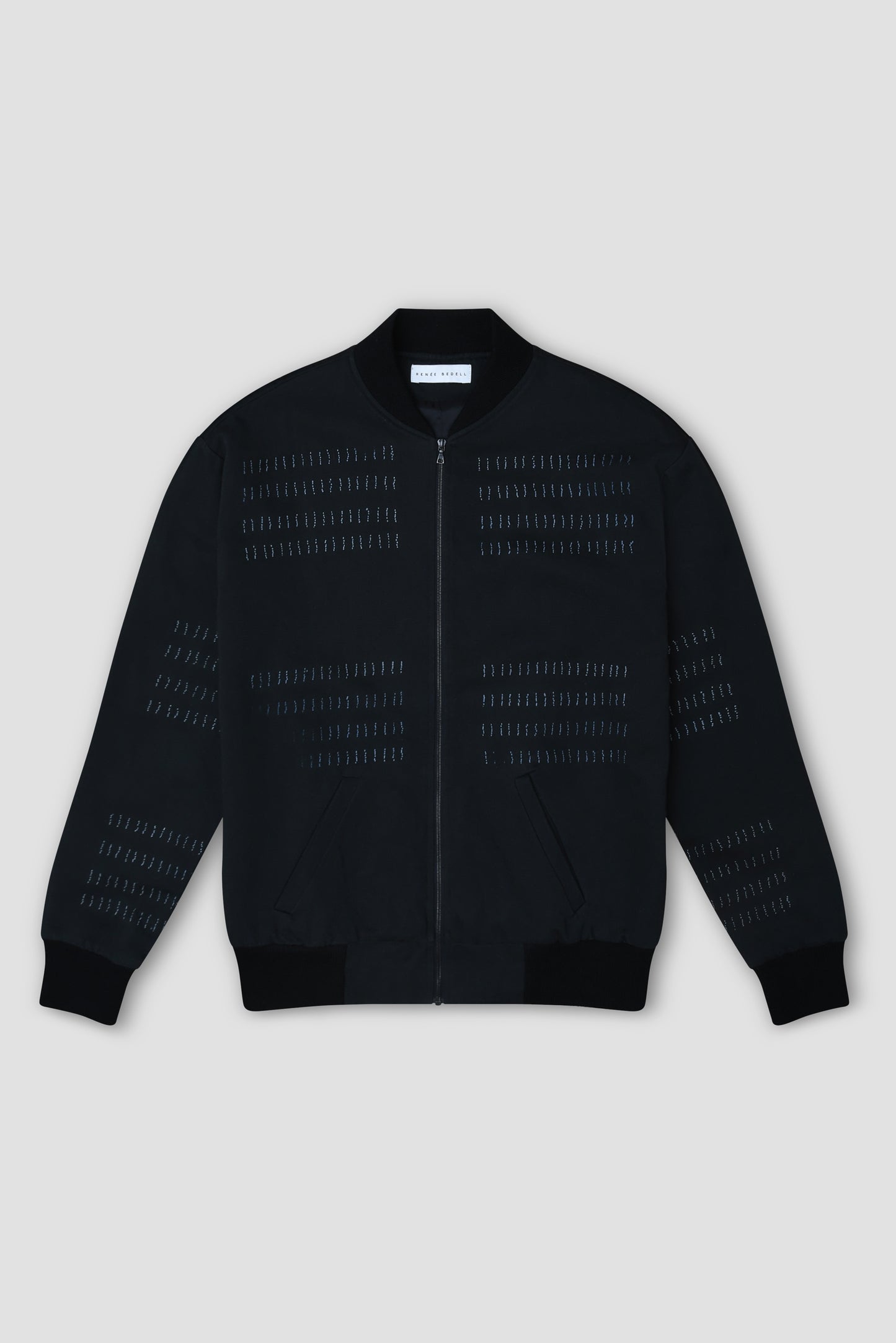 Black Cotton Printed Bomber Jacket