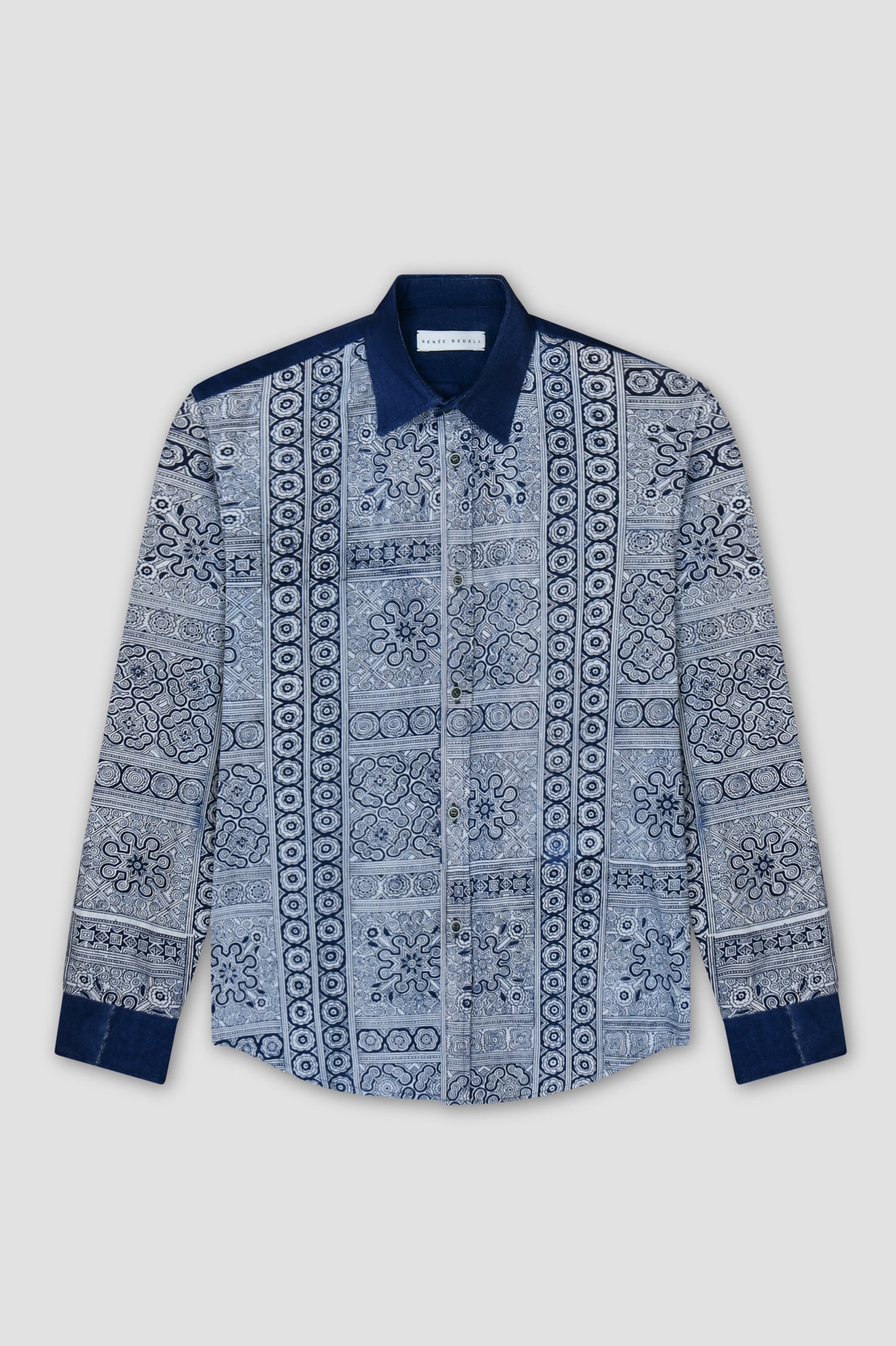Vintage Chinese Indigo Dyed and Printed Shirt