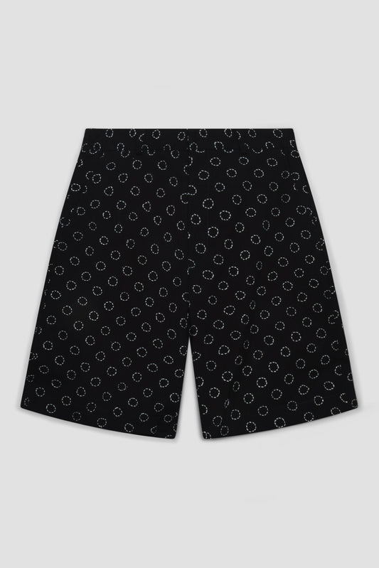 Indigo Dyed Embroidered Shorts