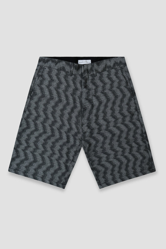 Grey Cotton Jacquard Shorts