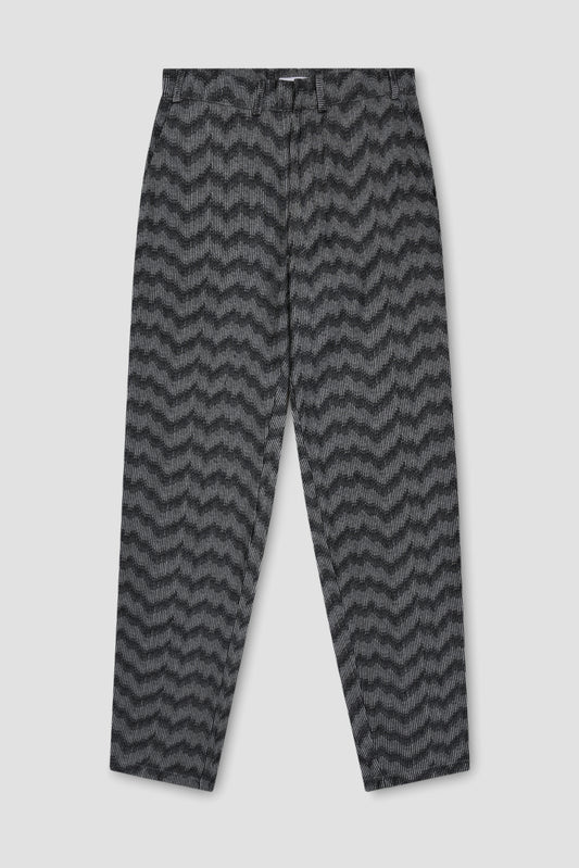 Grey Cotton Jacquard Trouser