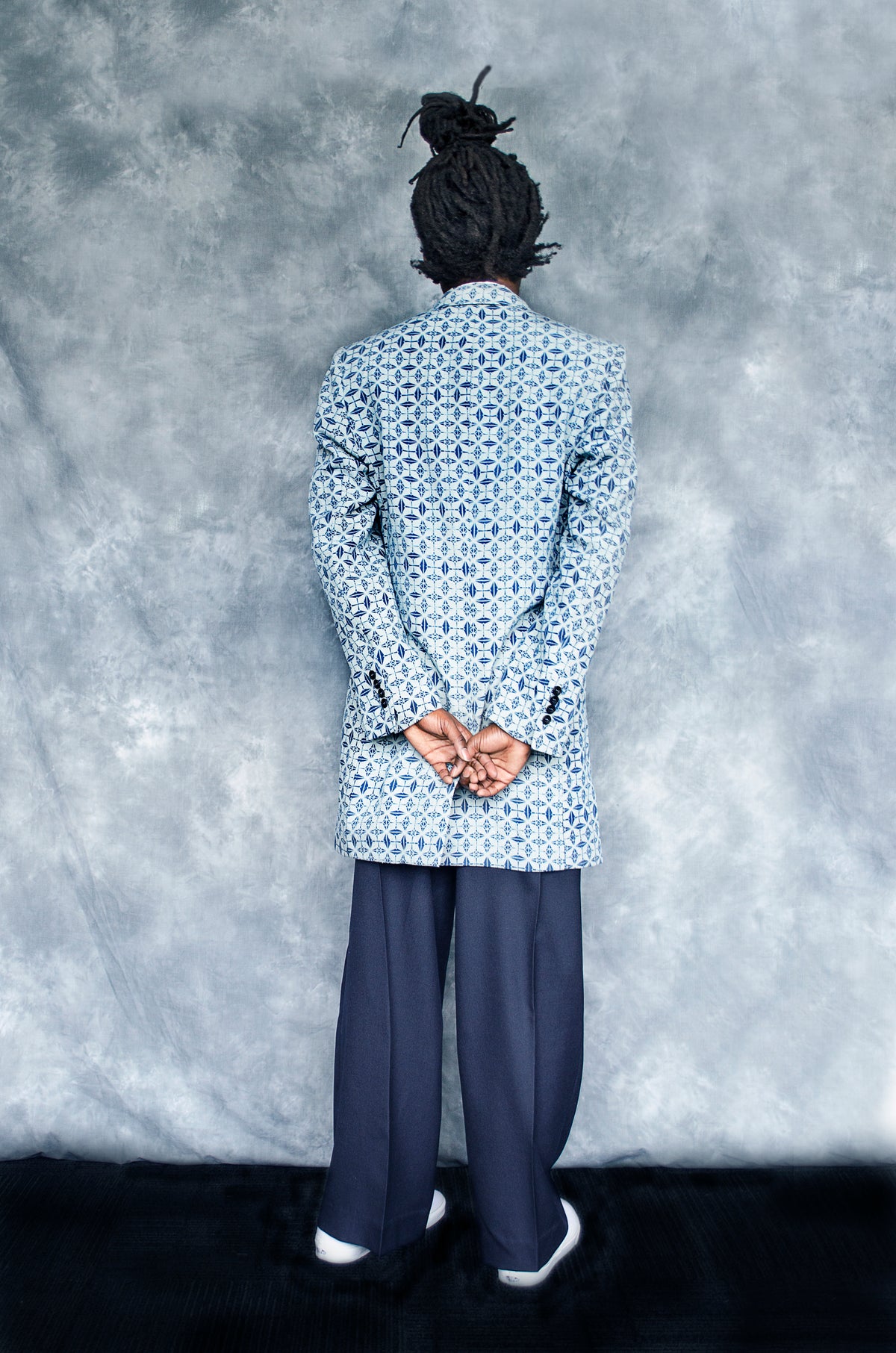 Geometric Print Canvas Tailored Coat