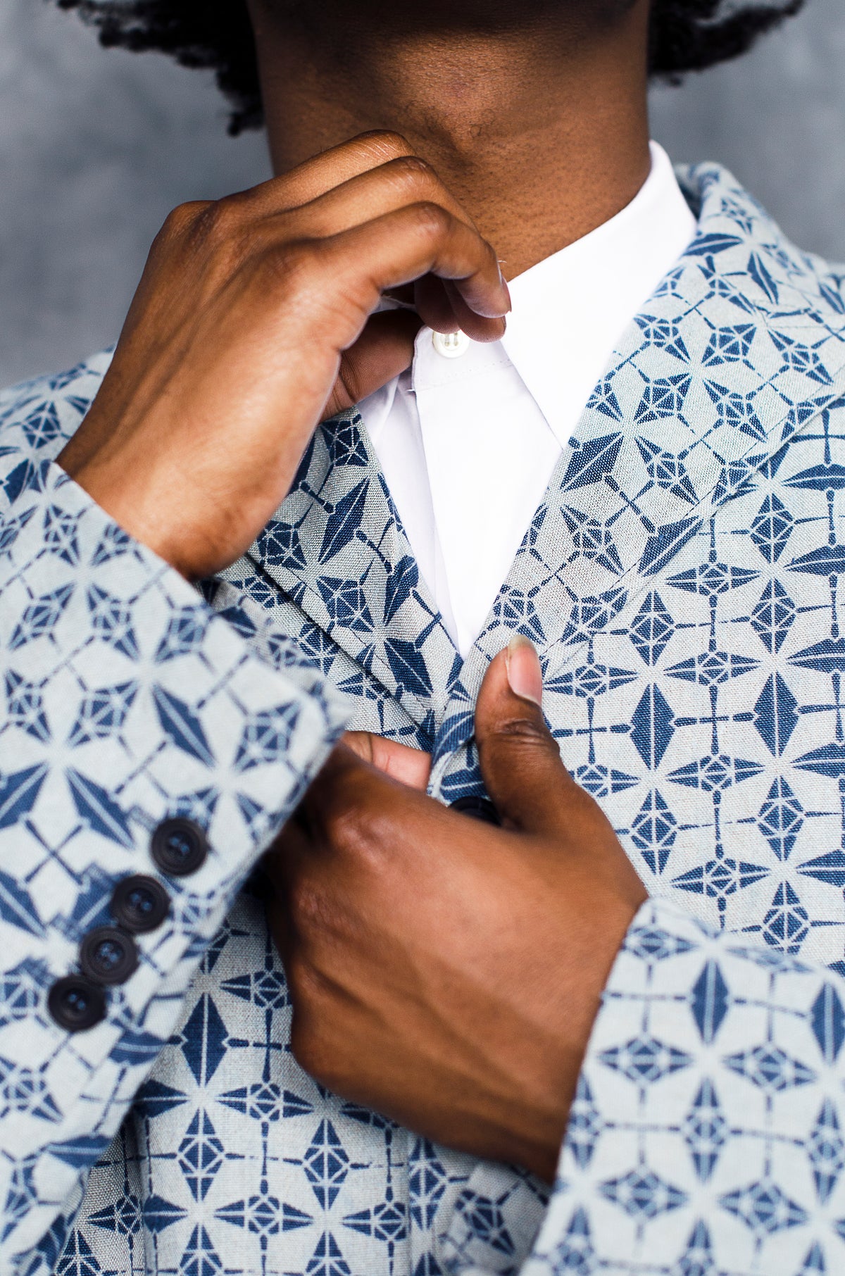 Geometric Print Canvas Tailored Coat