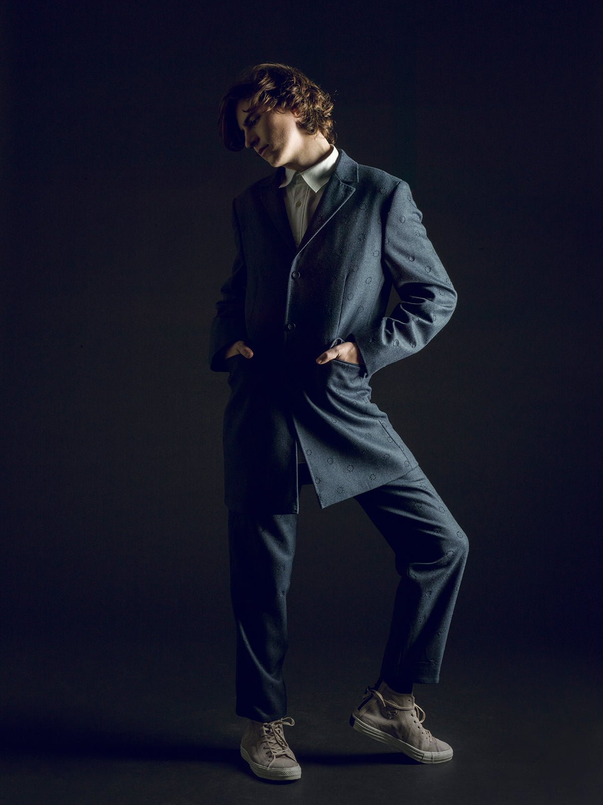 Embroidered Wool Tailored Coat