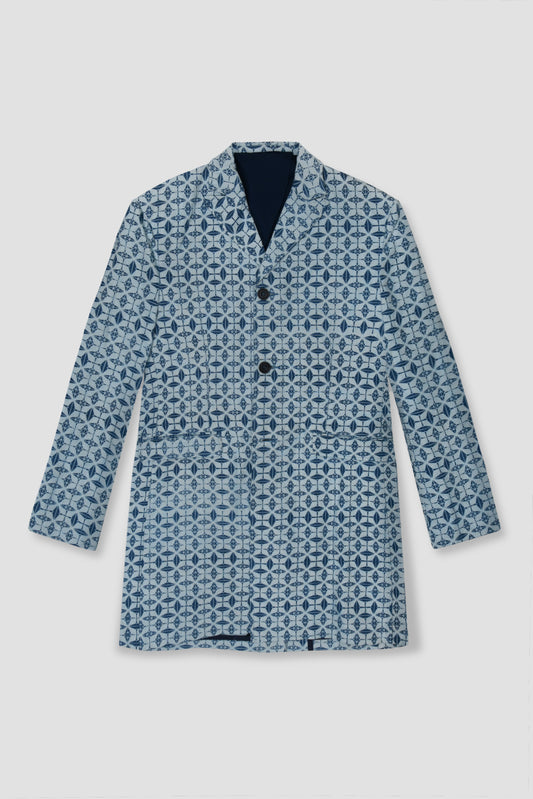 Geometric Print Canvas Tailored Coat