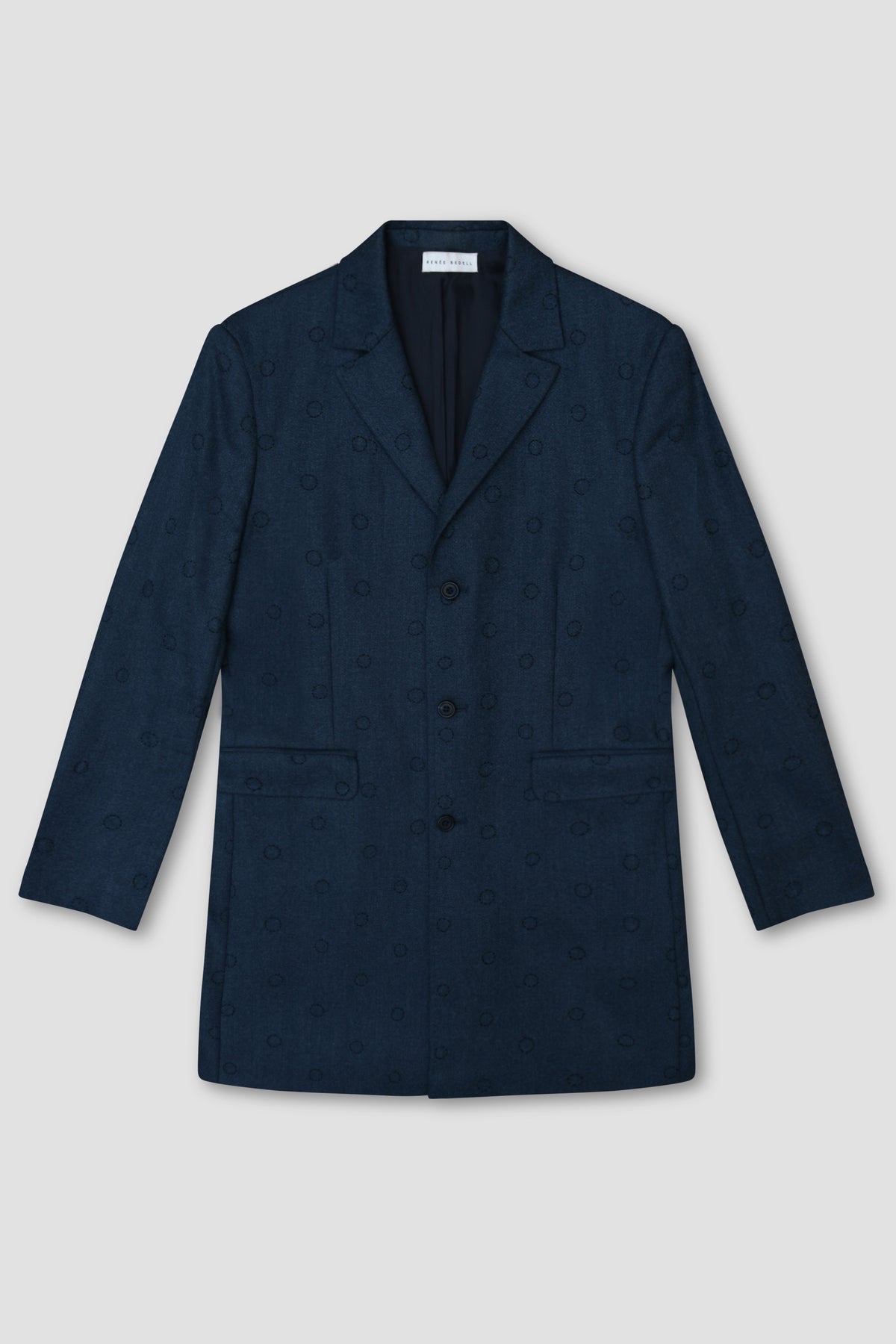 Embroidered Wool Tailored Coat