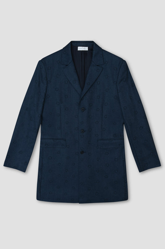 Embroidered Wool Tailored Coat