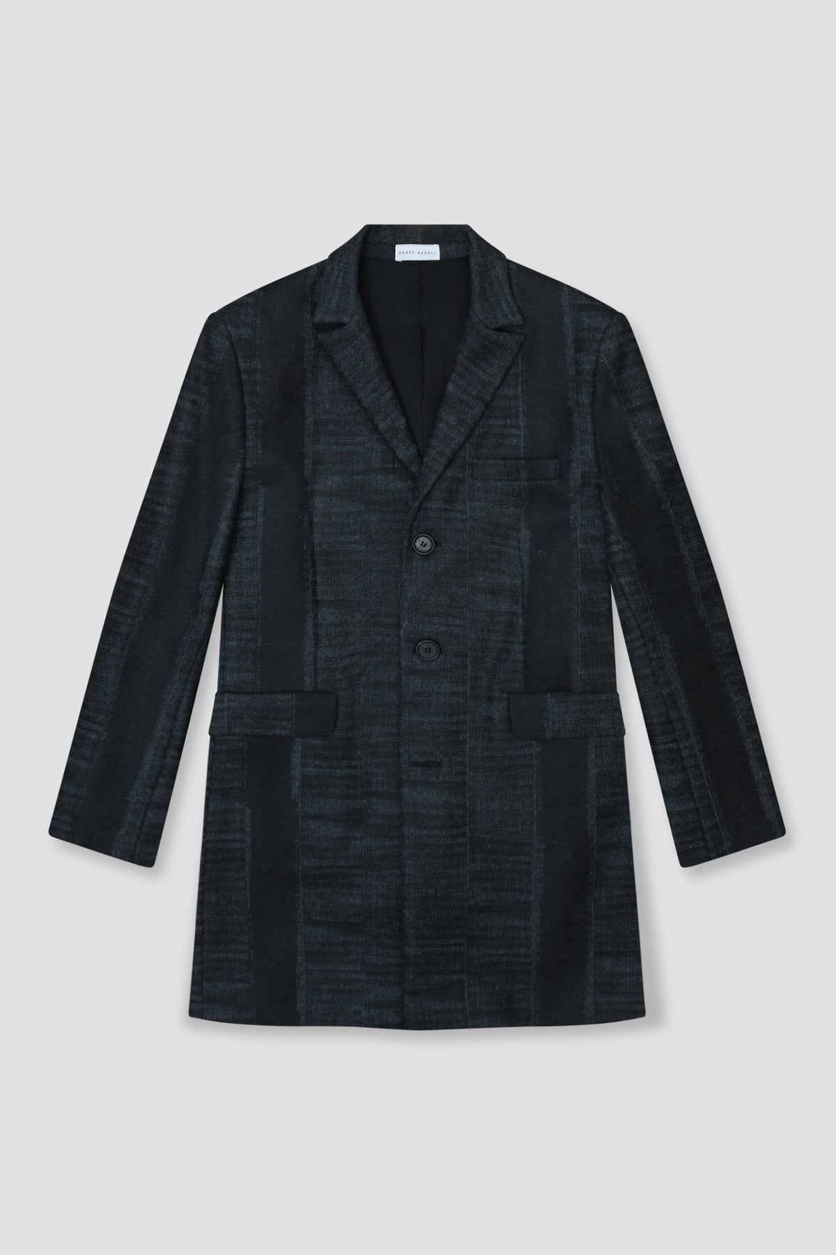 Grey Printed Wool Tailored Coat