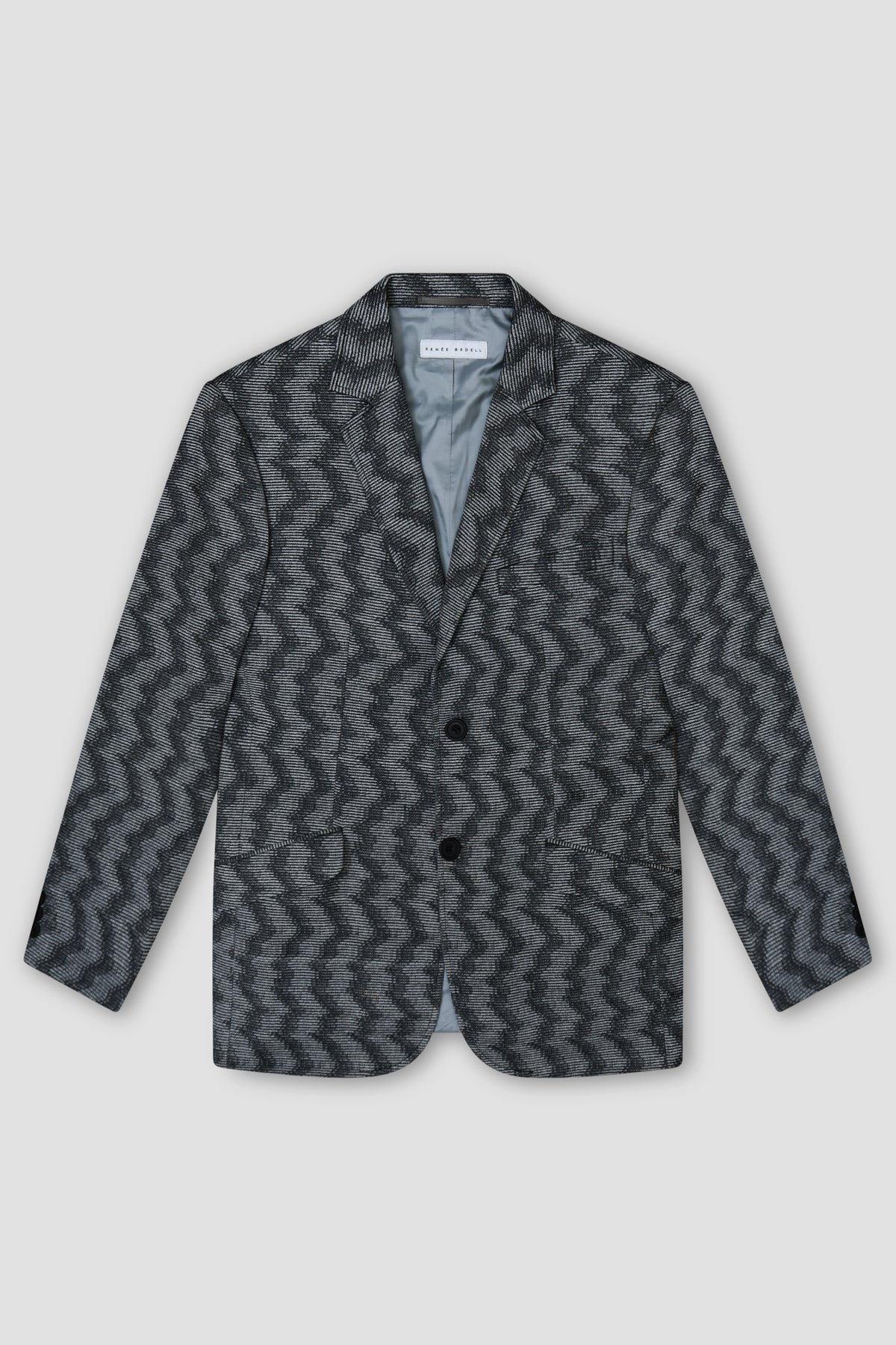 Grey Cotton Jacquard Tailored Jacket