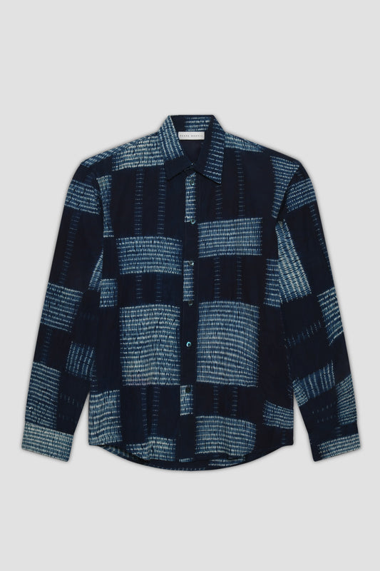 Silk cotton indigo shirt